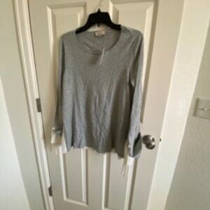 Lightweight sweater with sheer back and bell sleeves